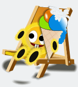 Grafik Smilie im Sonnenliegestuhl
