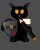 Schwarzer Max Grafik, Schwarze Katze h�lt roten Stifft und Abwehrschil mit Farbkleckser
